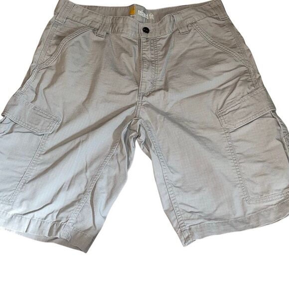 Carhartt Cargo Shorts Men 34/10 Relaxed Fit Stretch Canvas Rugged Flex Grey - Picture 2 of 4
